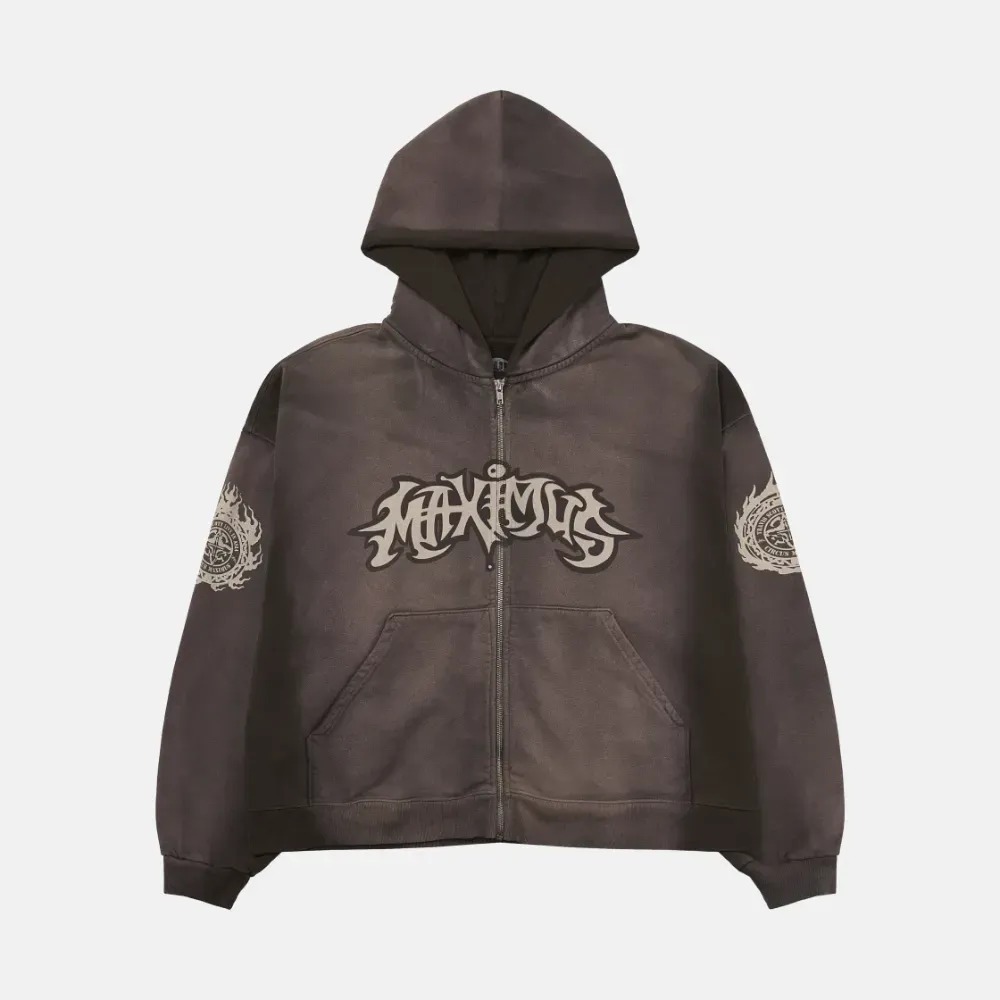 Travis Scott Cactus Jack Moletom Circus Maximus 2025 Dragon Zip Brown — XG, Novo