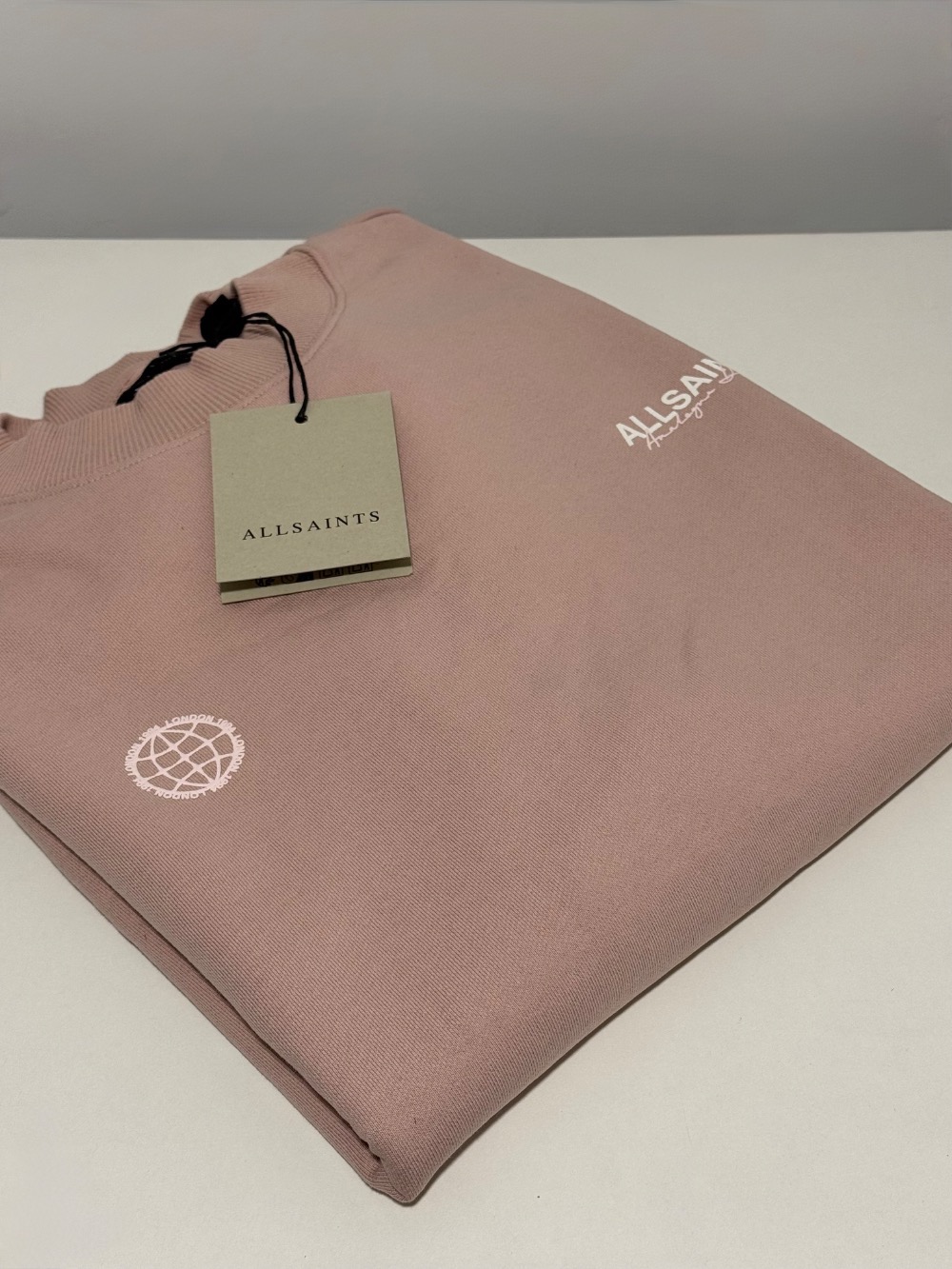 Moletom AllSaints Emblem Crew Neck Cotton Sunbaked Pink