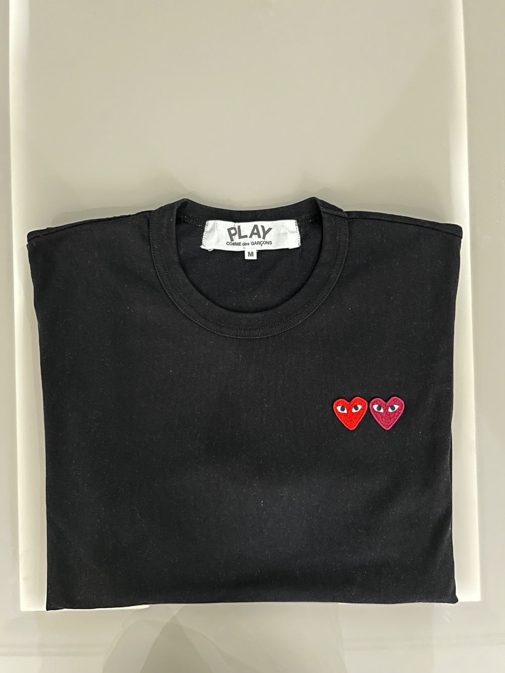 Camiseta Comme des Garcons PLAY Play Double Hearts Black