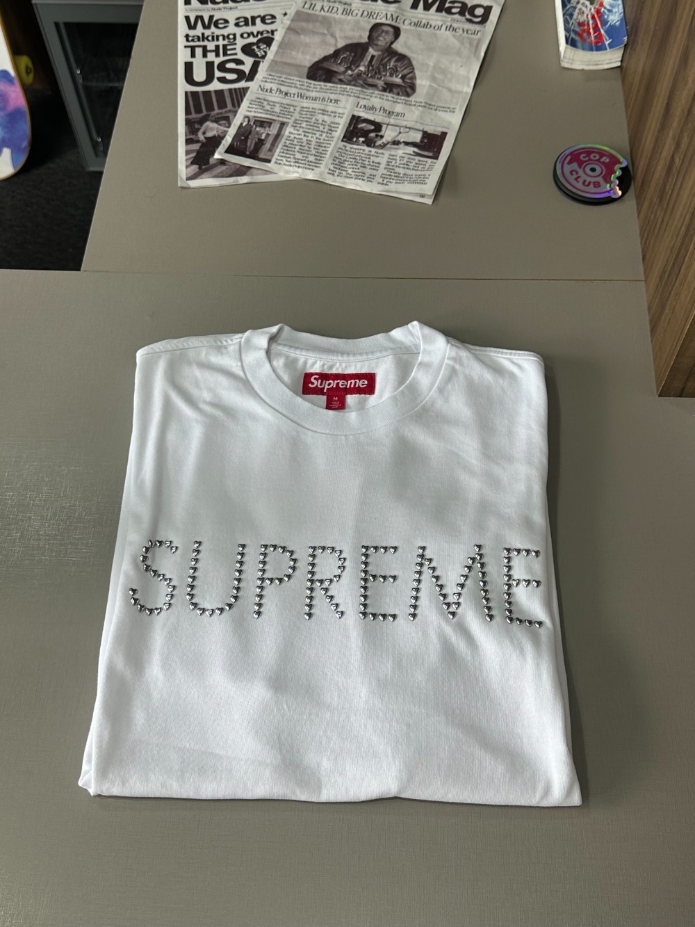 Camiseta Supreme Hearts Studded S/S Top White FW26-W5