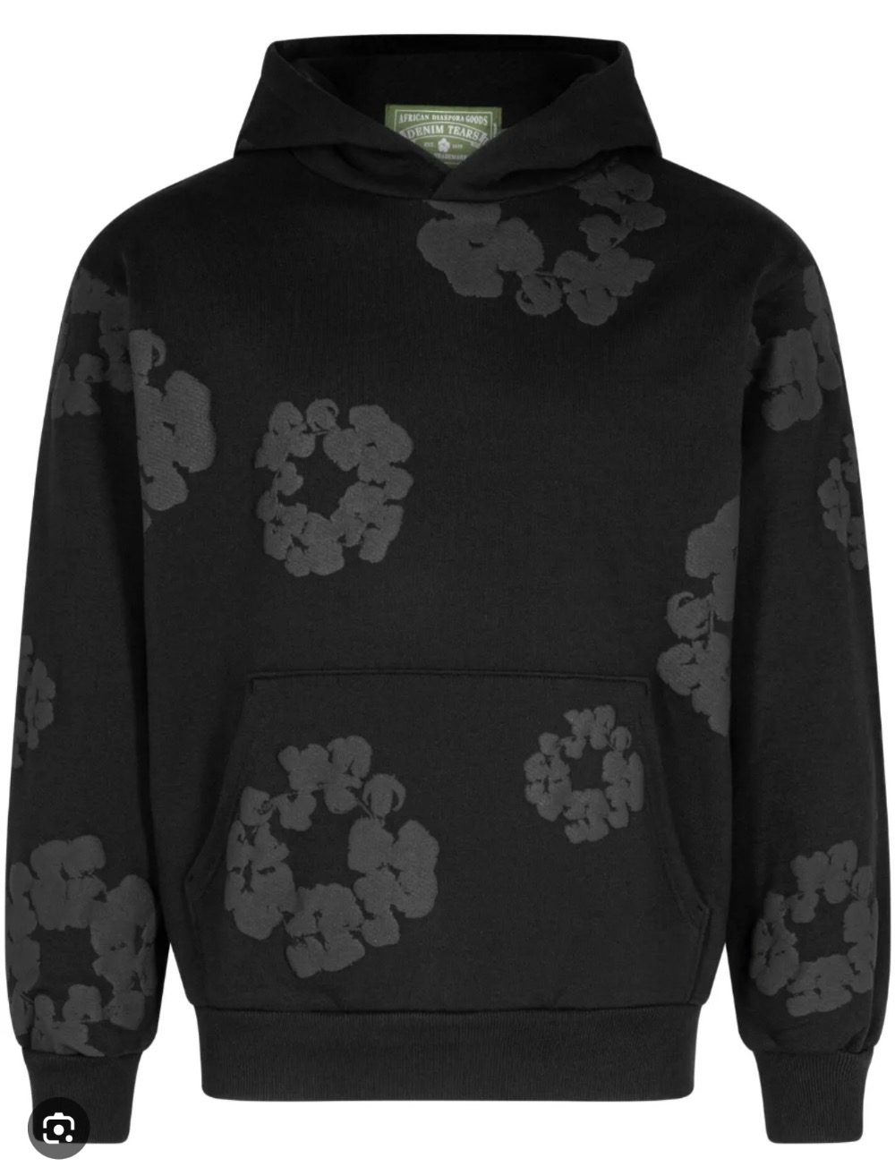 Moletom Denim Tears Cotton Wreath Hoodie Black Monochrome