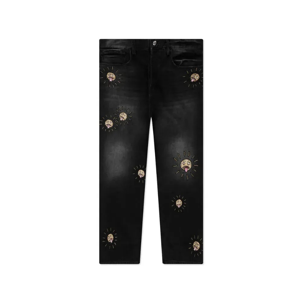 Calça Nahmias Beaded Sun Wide Jeans Charcoal Wash — 40, Novo