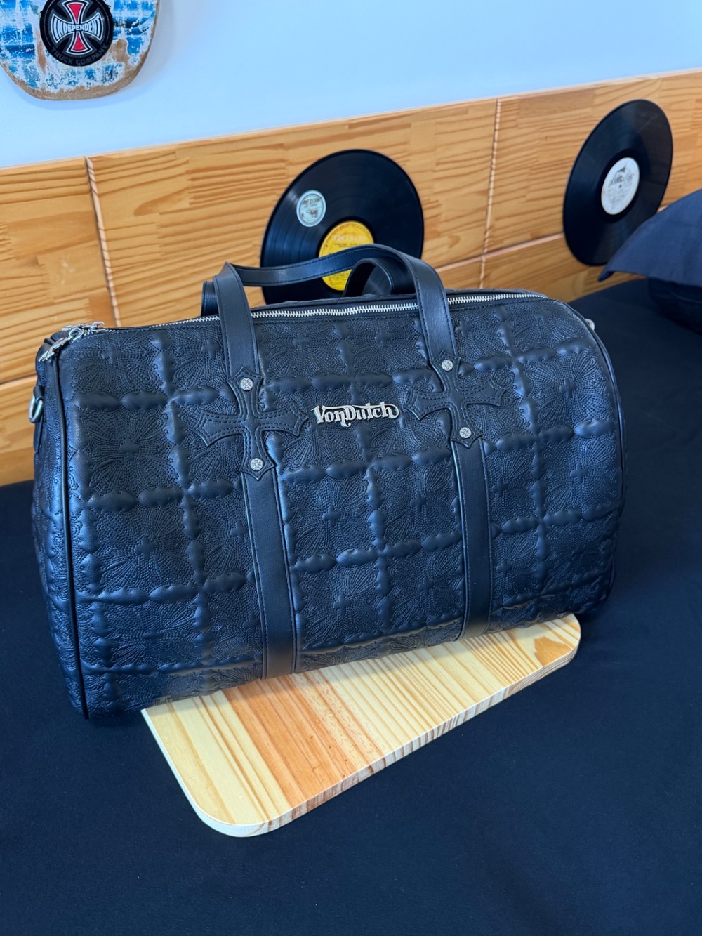 Bolsa de couro preto von dutch