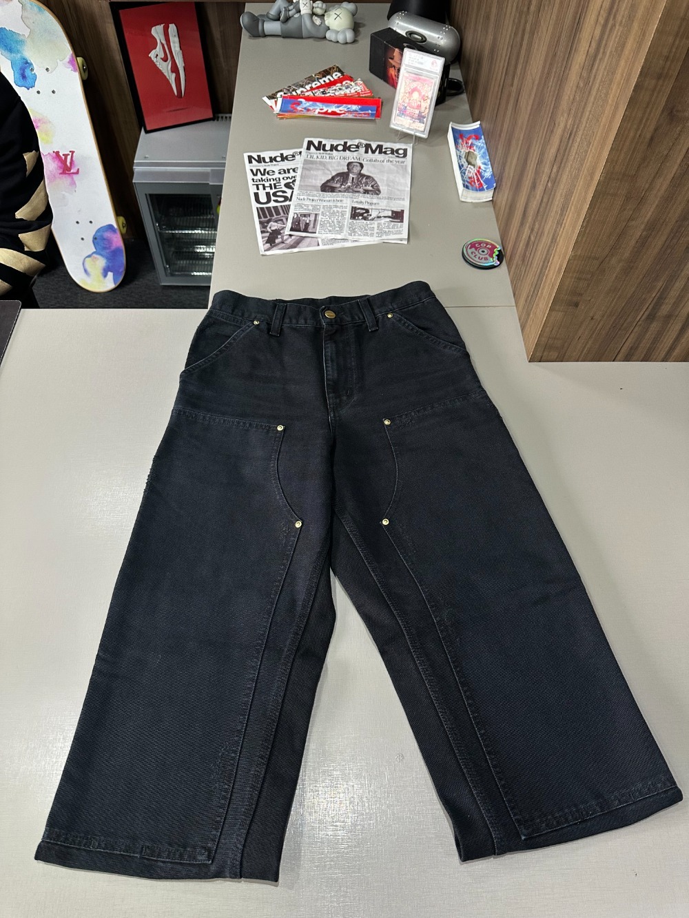 Calça Carhartt WIP Double Knee Black Grind Wash