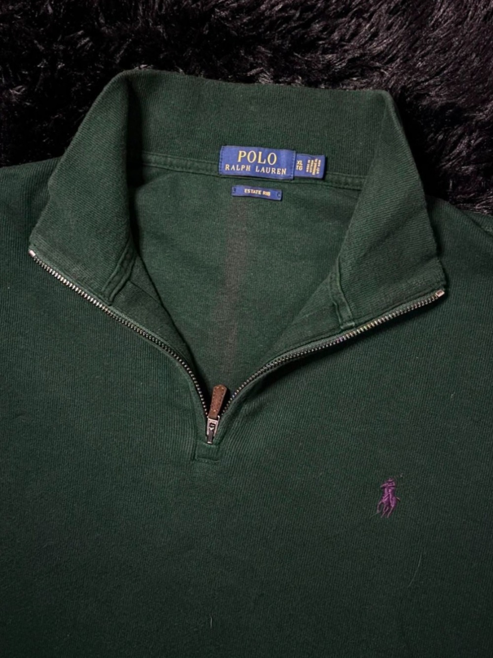 Moletom Polo Ralph Lauren Vintage Half Zip Tartan Collar Grey