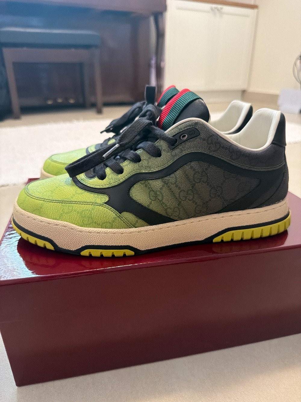 Gucci Re-Web Screener Yellow Green Neoprene