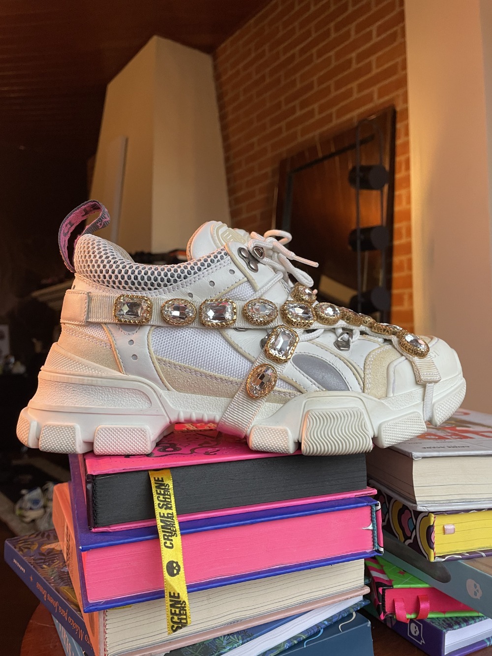 Tênis Gucci X SEGA Flashtrek Removable Crystals Branco