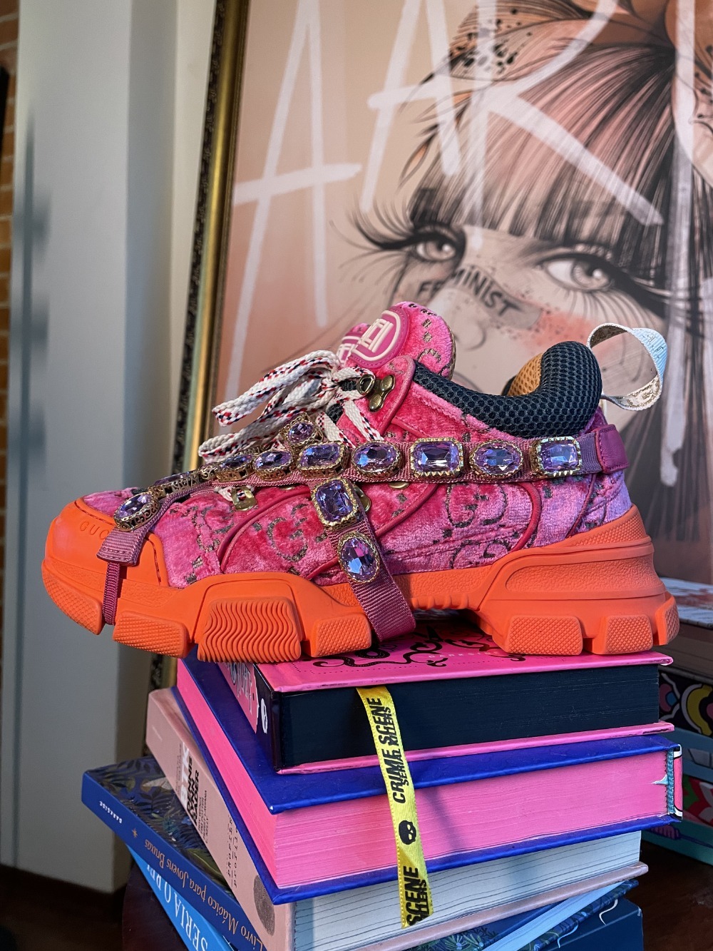 Tênis Gucci X SEGA Flashtrek Removable Crystals Veludo