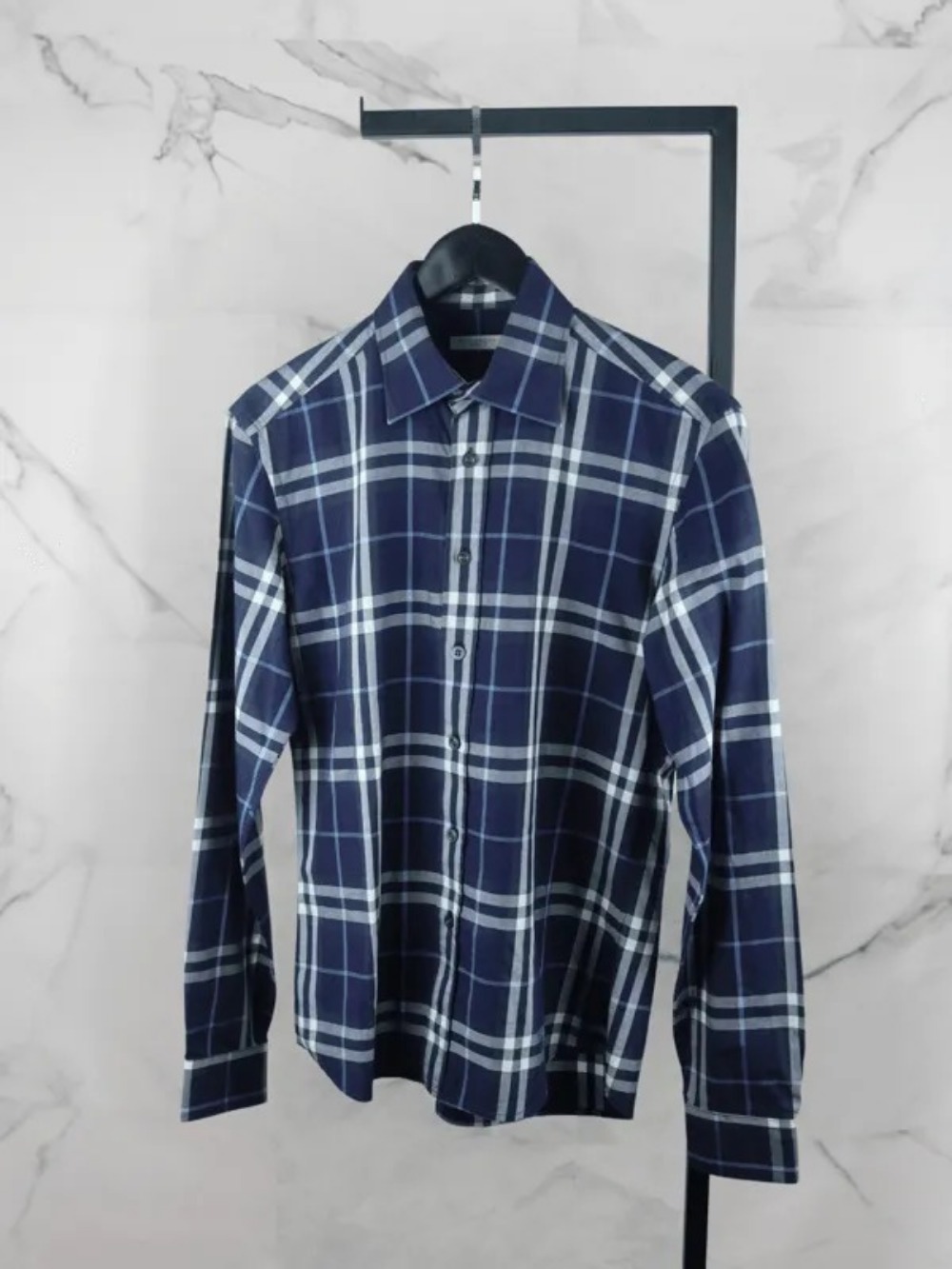 Camisa Social Burberry Vintage Check Azul Marinho