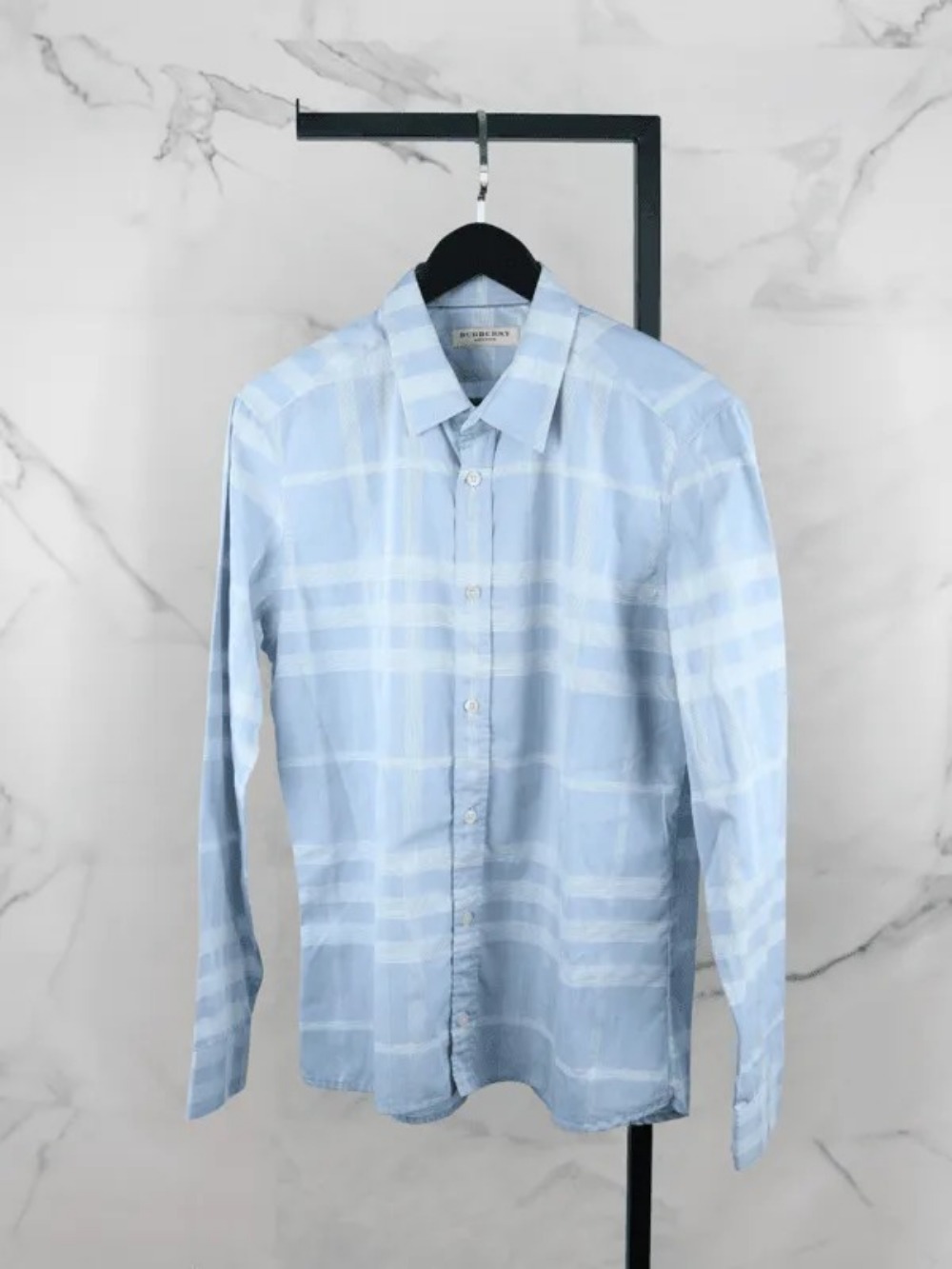 Camisa Social Burberry Vintage Check Azul Claro