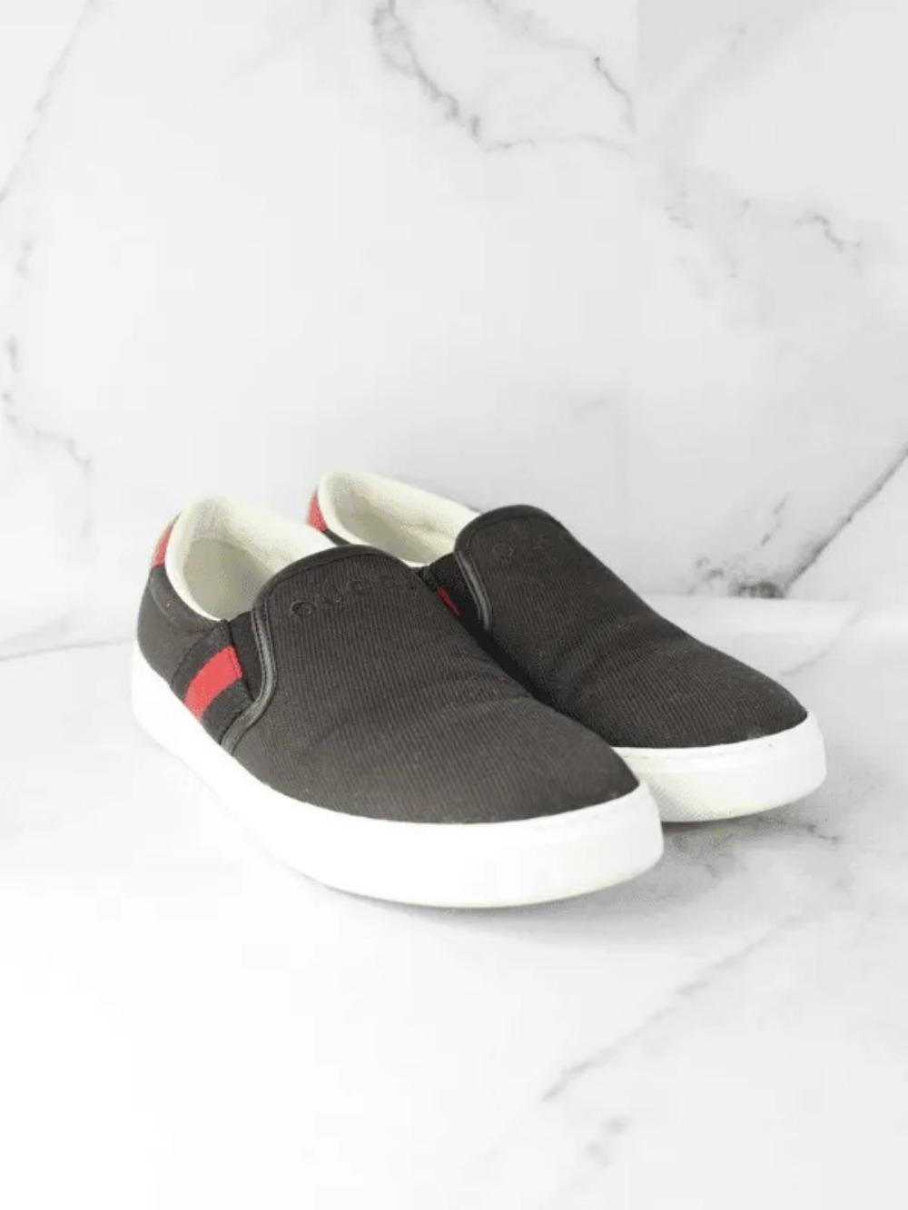 Tênis Slip On Gucci Ace Logo Web Azul Marinho
