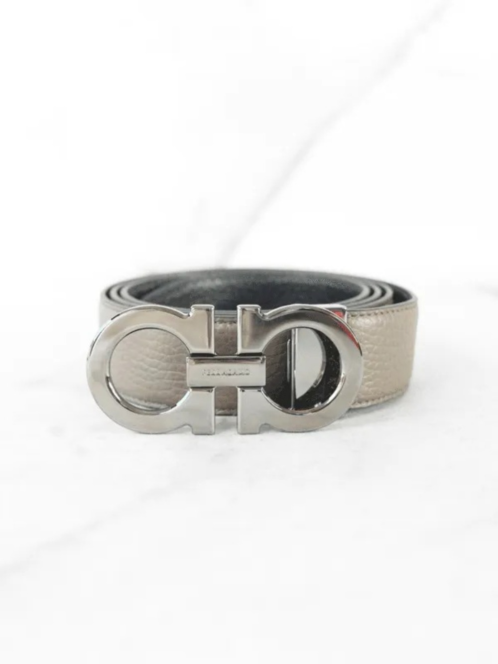 Cinto Ferragamo Dupla Face Gancini Marrom/Preto