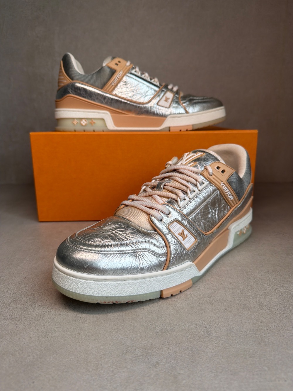 Louis Vuitton Trainer Low Silver Orange