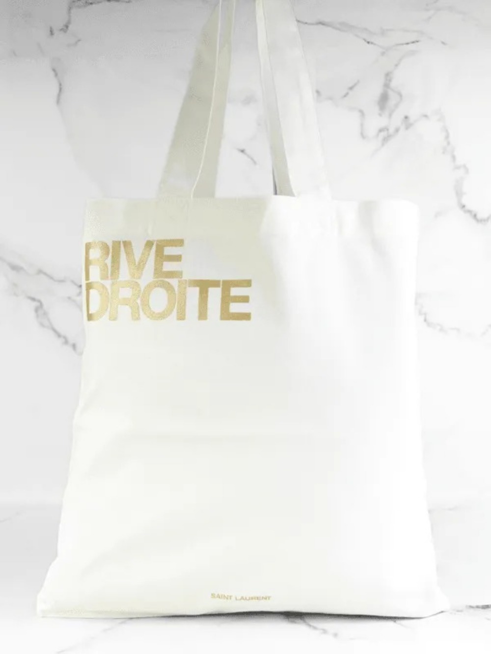 Bolsa Yves Saint Laurent Ecobag Rive Droite Basic Logo Branca