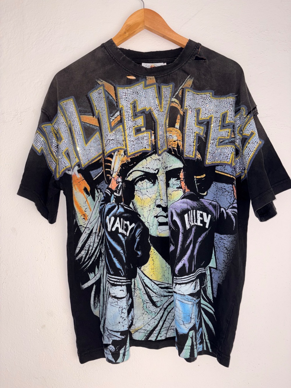 Vale Lives Forever Bling Graffiti Tee “Valley Fest / Statue of Liberty”