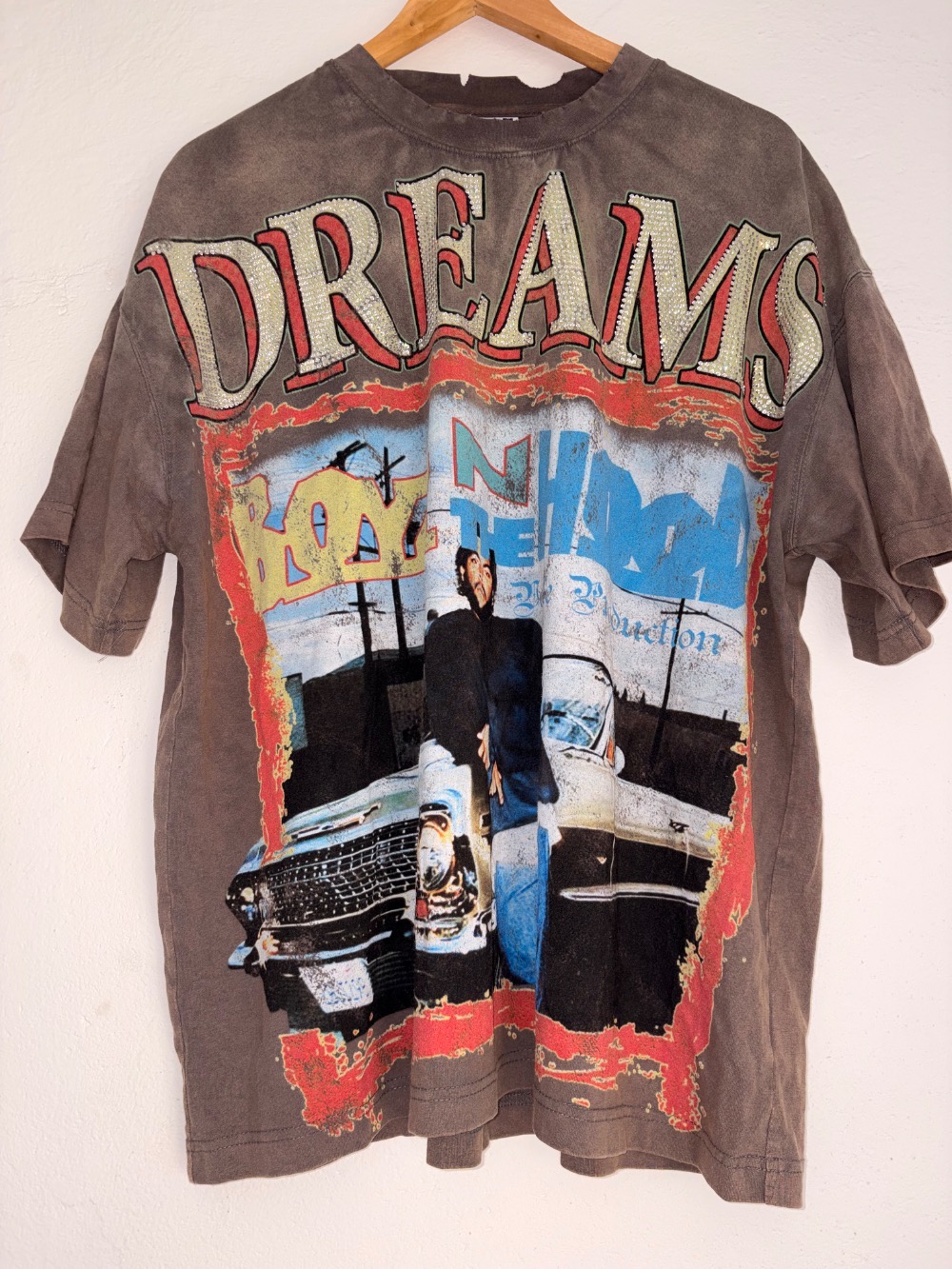 Vale Lives Forever Nostalgia Bling Tee— Boyz N The Hood / Ice Cube — Vintage Grey.