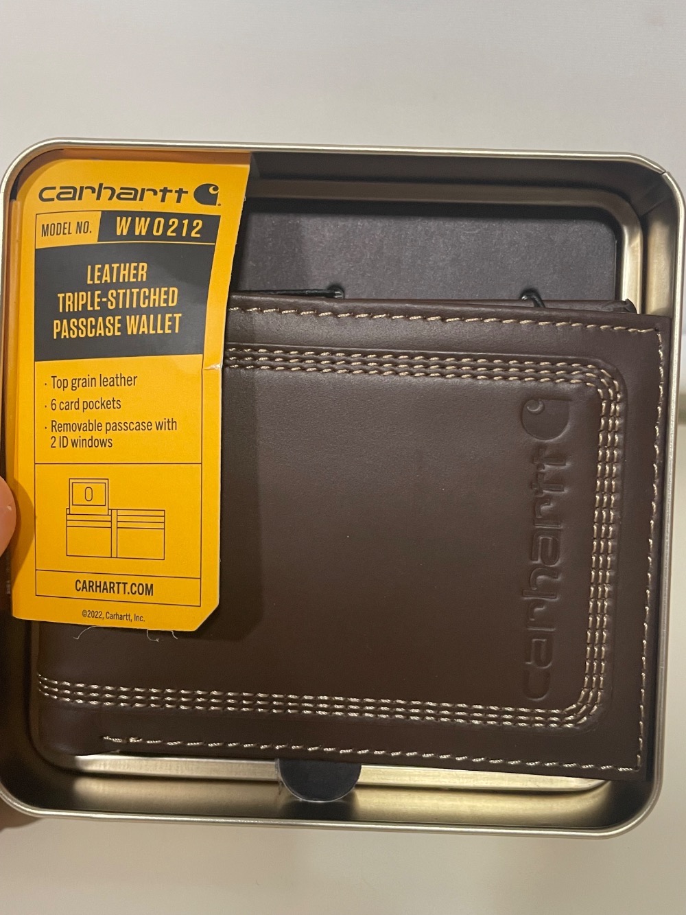 Carteira Carhartt Couro Triple Stitched Marrom Nova