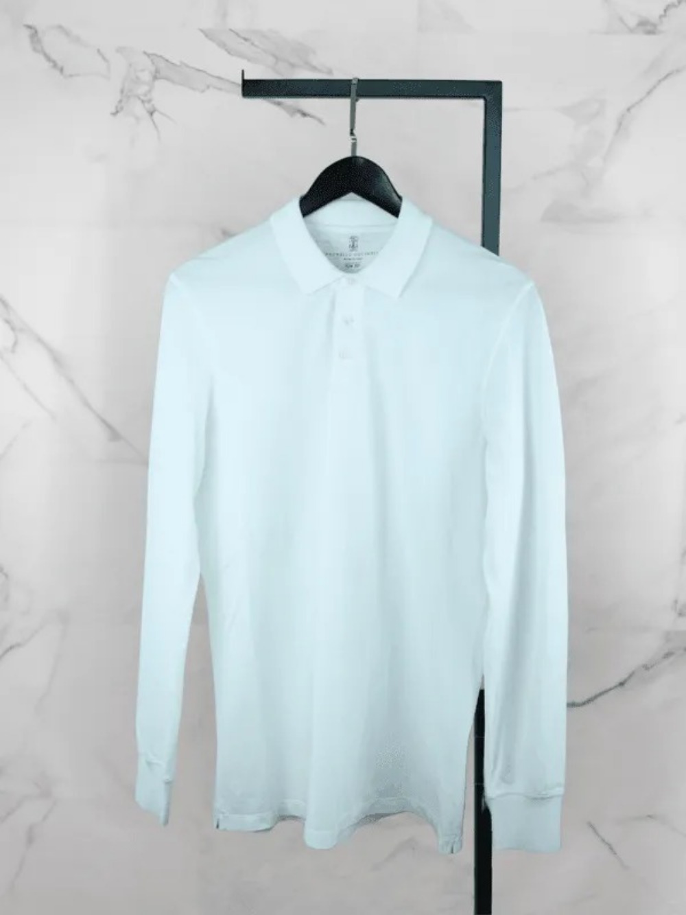 Camisa Polo Brunello Cucinelli Manga Longa Basic Branca