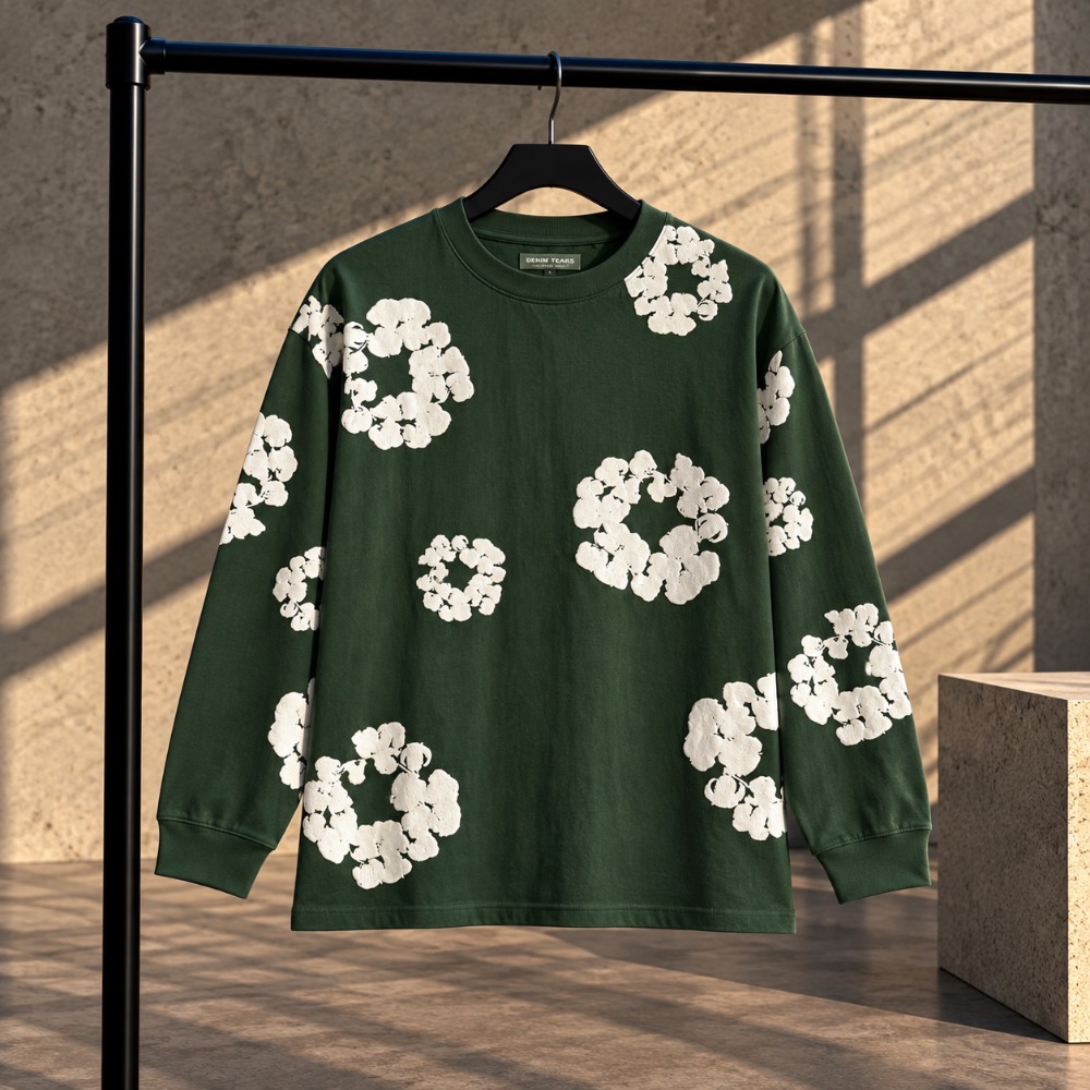 Camiseta Denim Tears Long Sleeve Cotton Wreath Green
