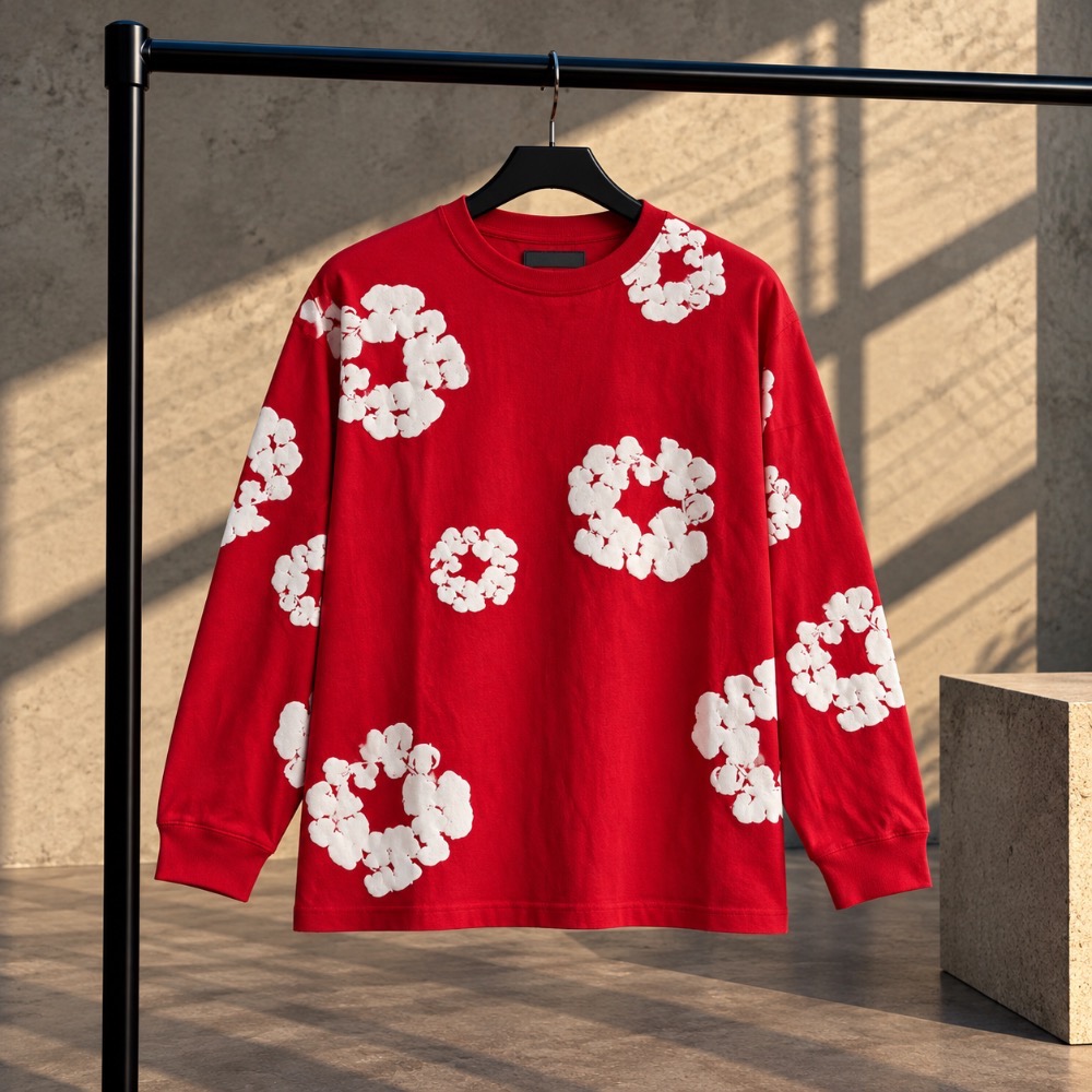 Camiseta Denim Tears Long Sleeve Cotton Wreath Red