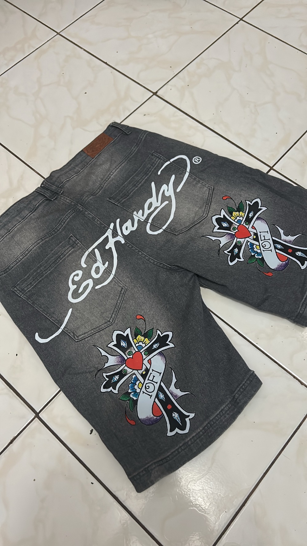 Ed Hardy x Exclusiviist 1of1 Shorts N1RVANA Denim Black