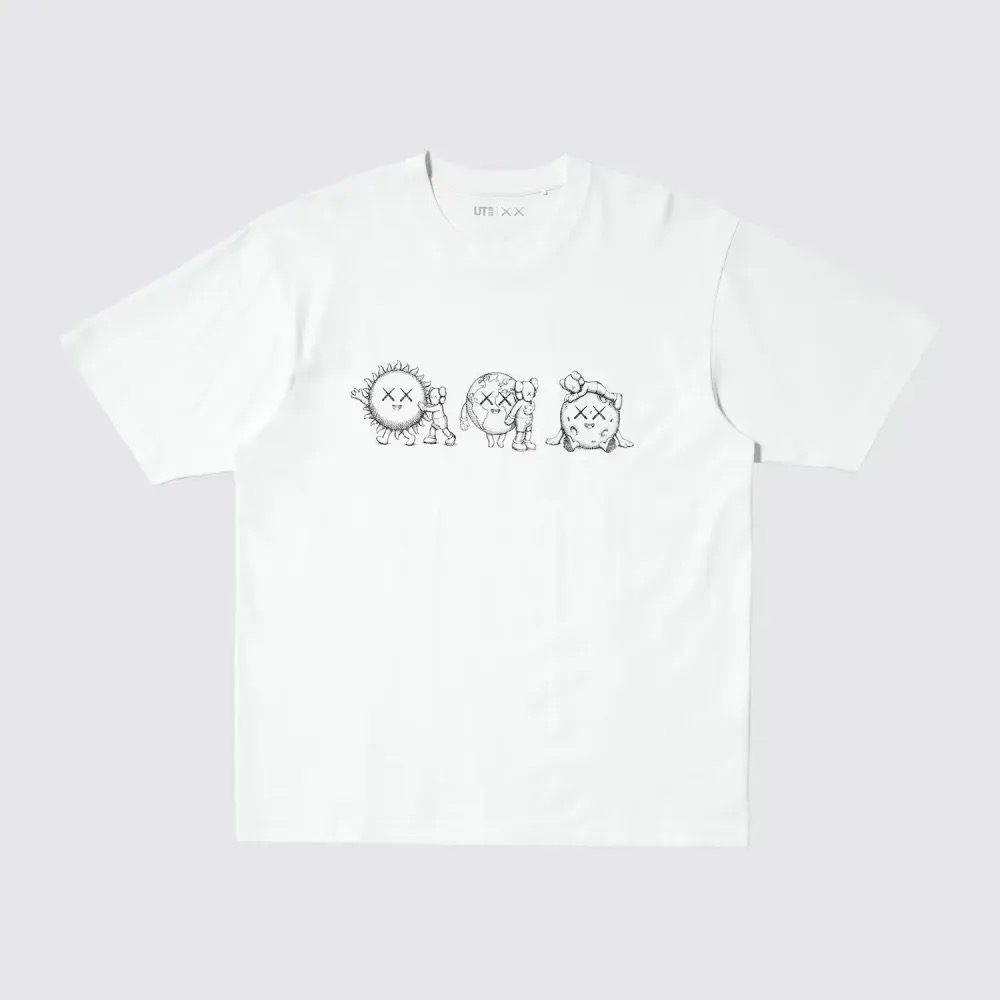 KAWS x Uniqlo Camiseta Universe UT Line Art White