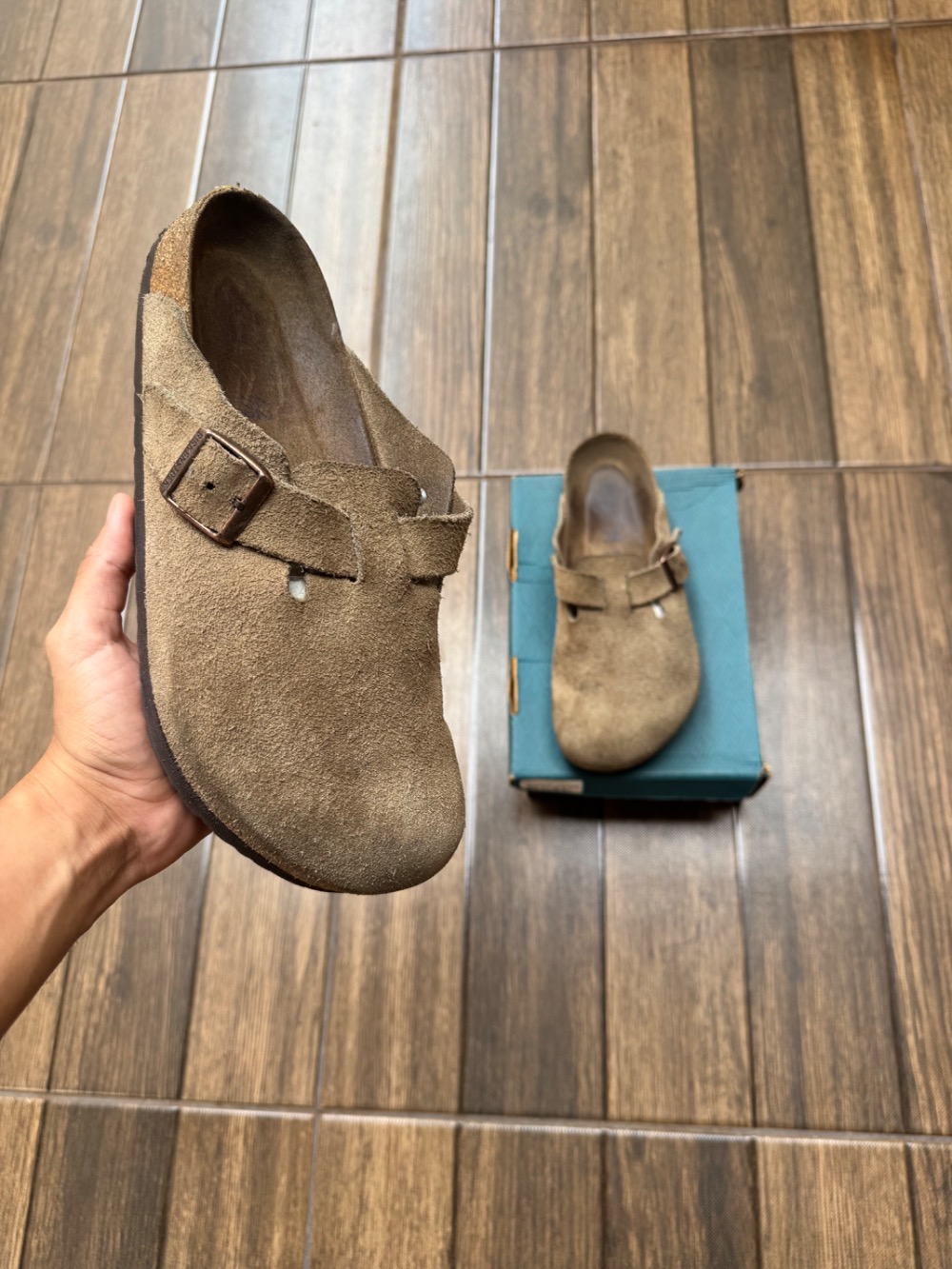 Birkenstock Boston Soft Footbed Suede Taupe — 41, Usado
