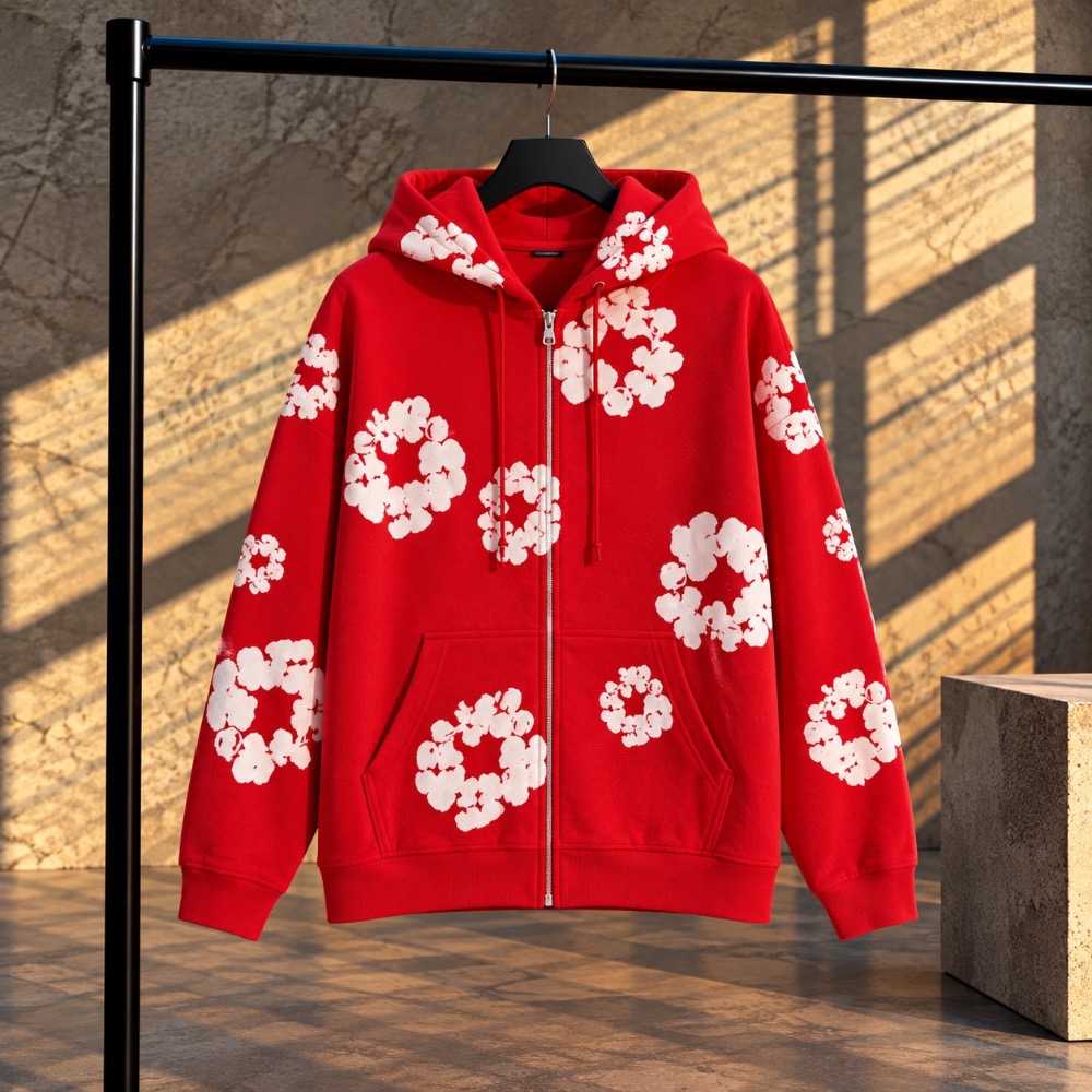 Moletom Denim Tears Cotton Wreath Zip Red