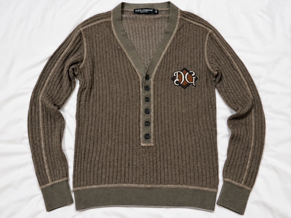 Dolce & Gabbana Ribbed Knit Polo Sweater Dolce & Gabbana Vintage