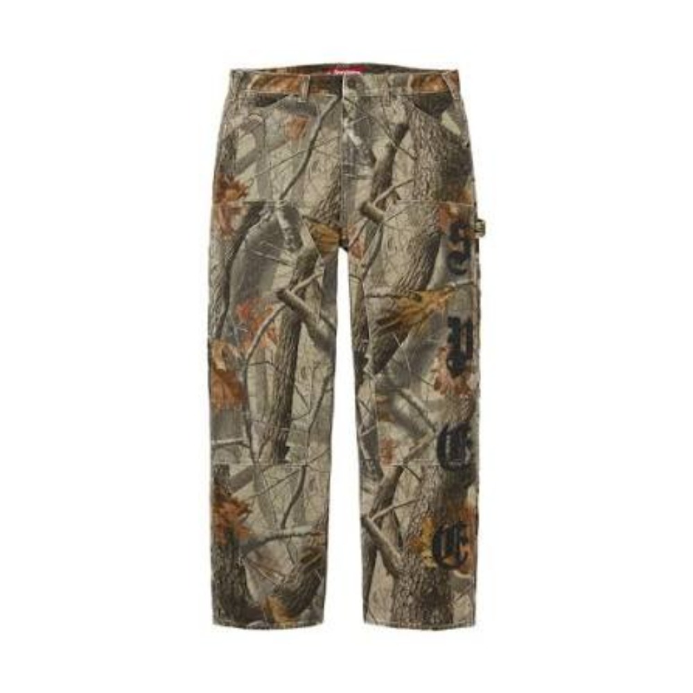 Calça Supreme Leather Appliqué Double Knee Painter Hardwoods Camo FW26-W4