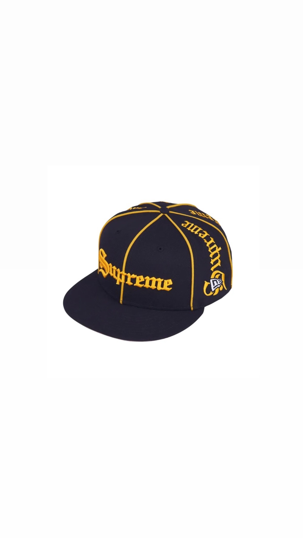 New Era x Supreme Boné Piping Script Navy FW26-W7