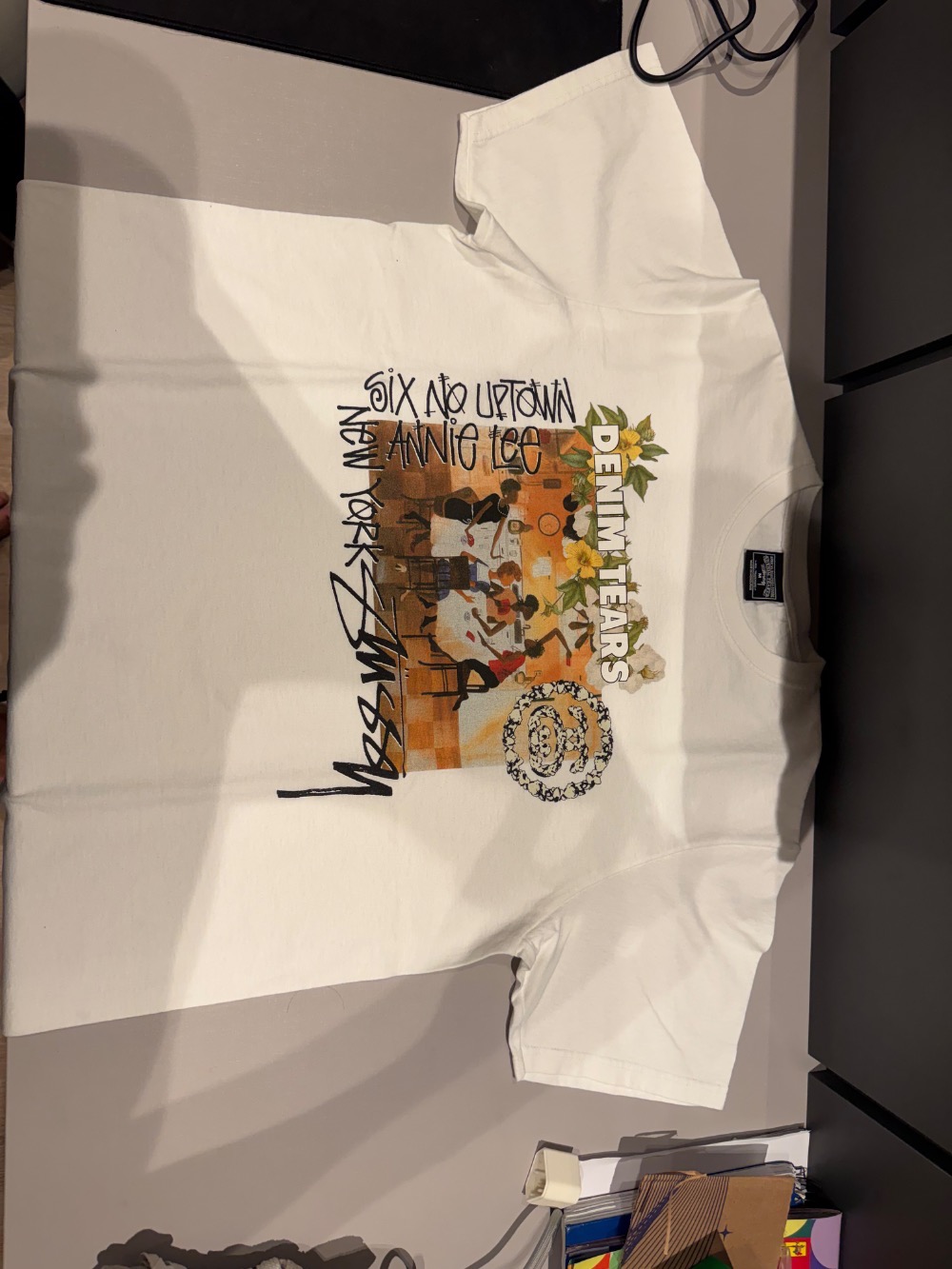 Denim Tears x Stussy Camiseta Annie Lee Artist White — M, Novo