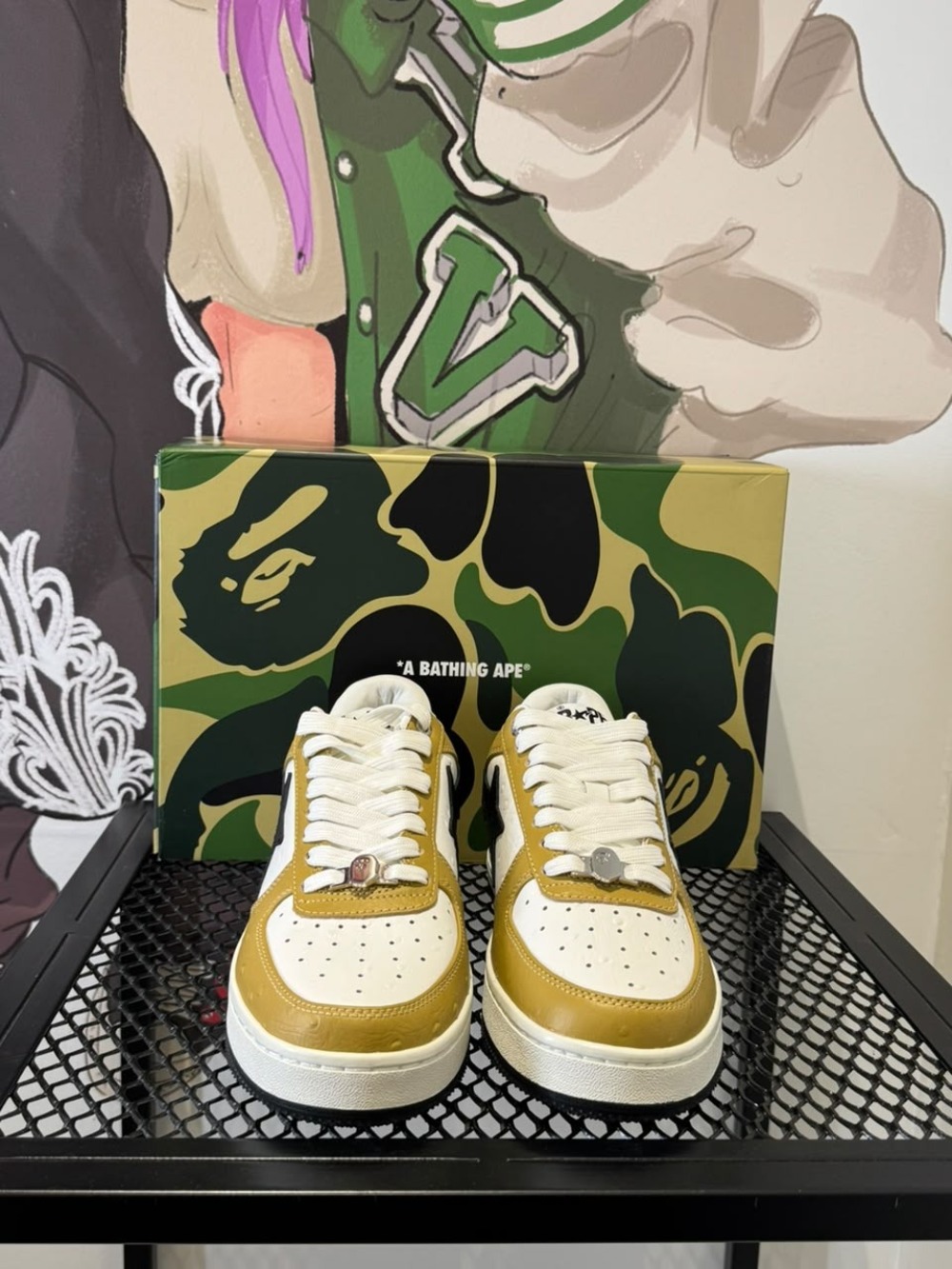 A Bathing Ape Bape Sta #3 Brown Black Ostrich