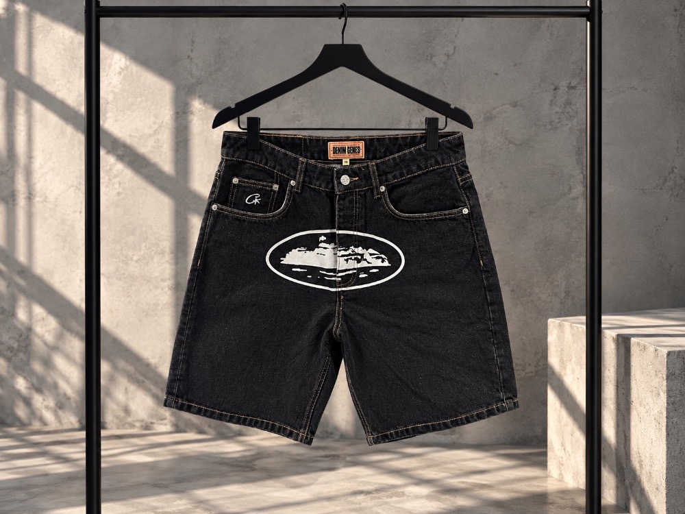 Shorts Corteiz Alcatraz Denim Washed Black