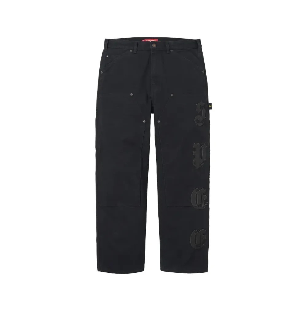 Calça Supreme Leather Appliqué Double Knee Painter Black FW26-W4