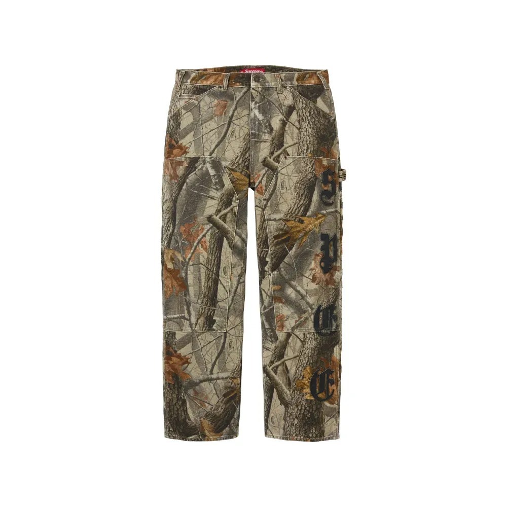 Calça Supreme Leather Appliqué Double Knee Painter Hardwoods Camo FW26-W4