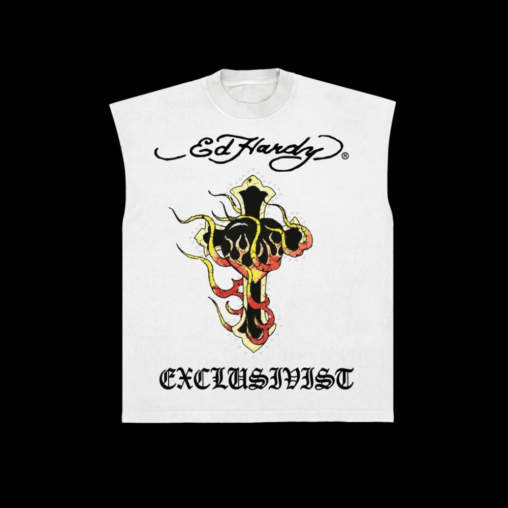 Ed Hardy x Exclusiviist 1of1 Camiseta Love Religion Sleeveless Off White