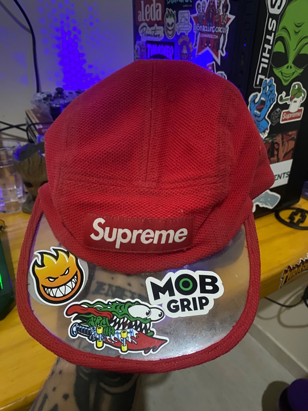 Boné Supreme Metallic Bouclé Camp Cap Navy FW26-W8
