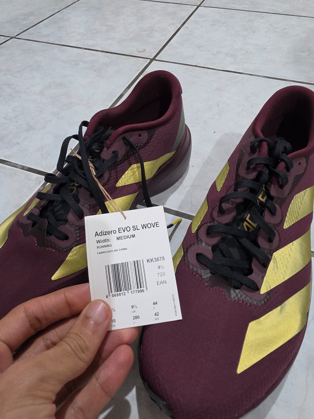 adidas Adizero EVO SL Maroon Gold Metallic Core Black