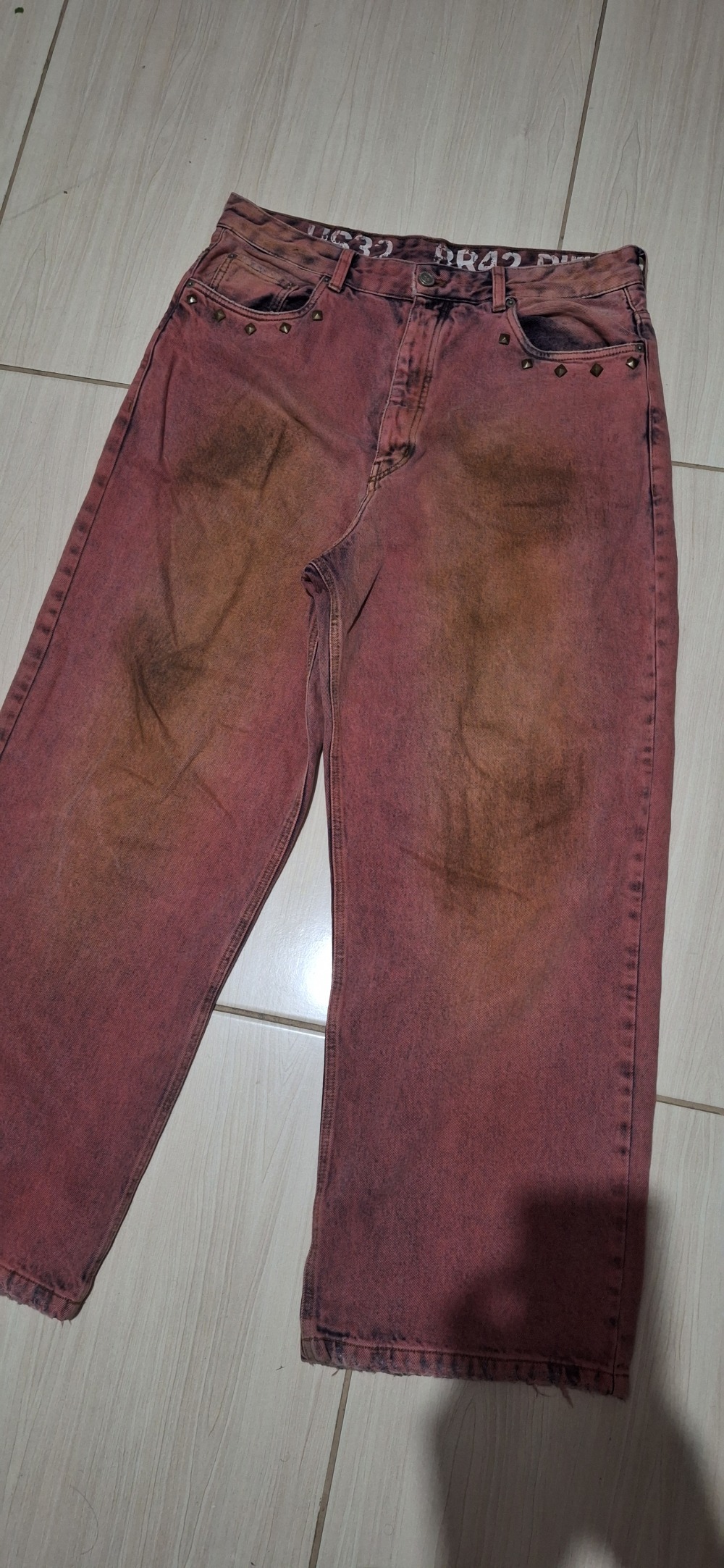 Calça Piet Oversized Denim Vermelho