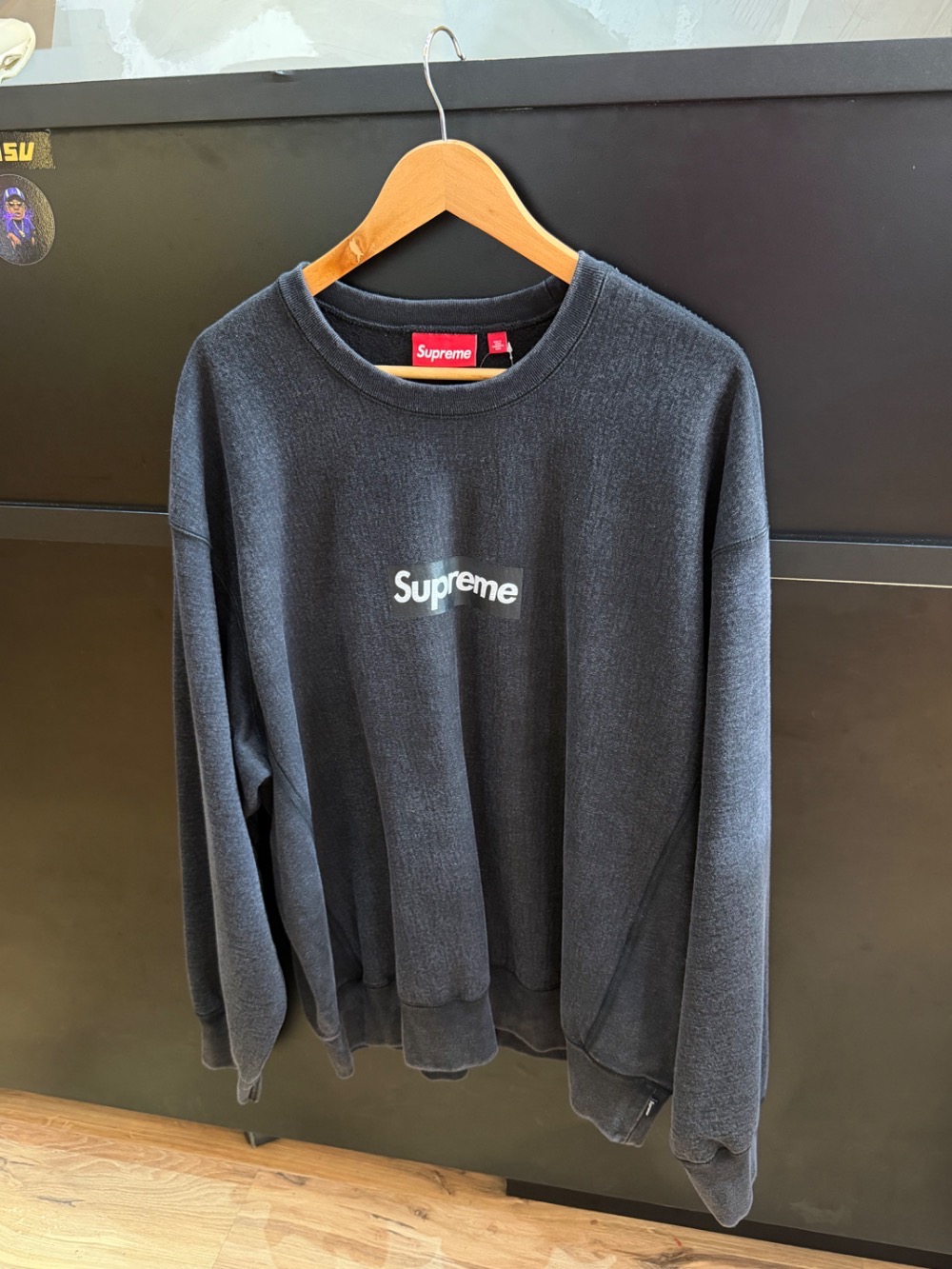 Crewneck Supreme Washed Box Logo Black
