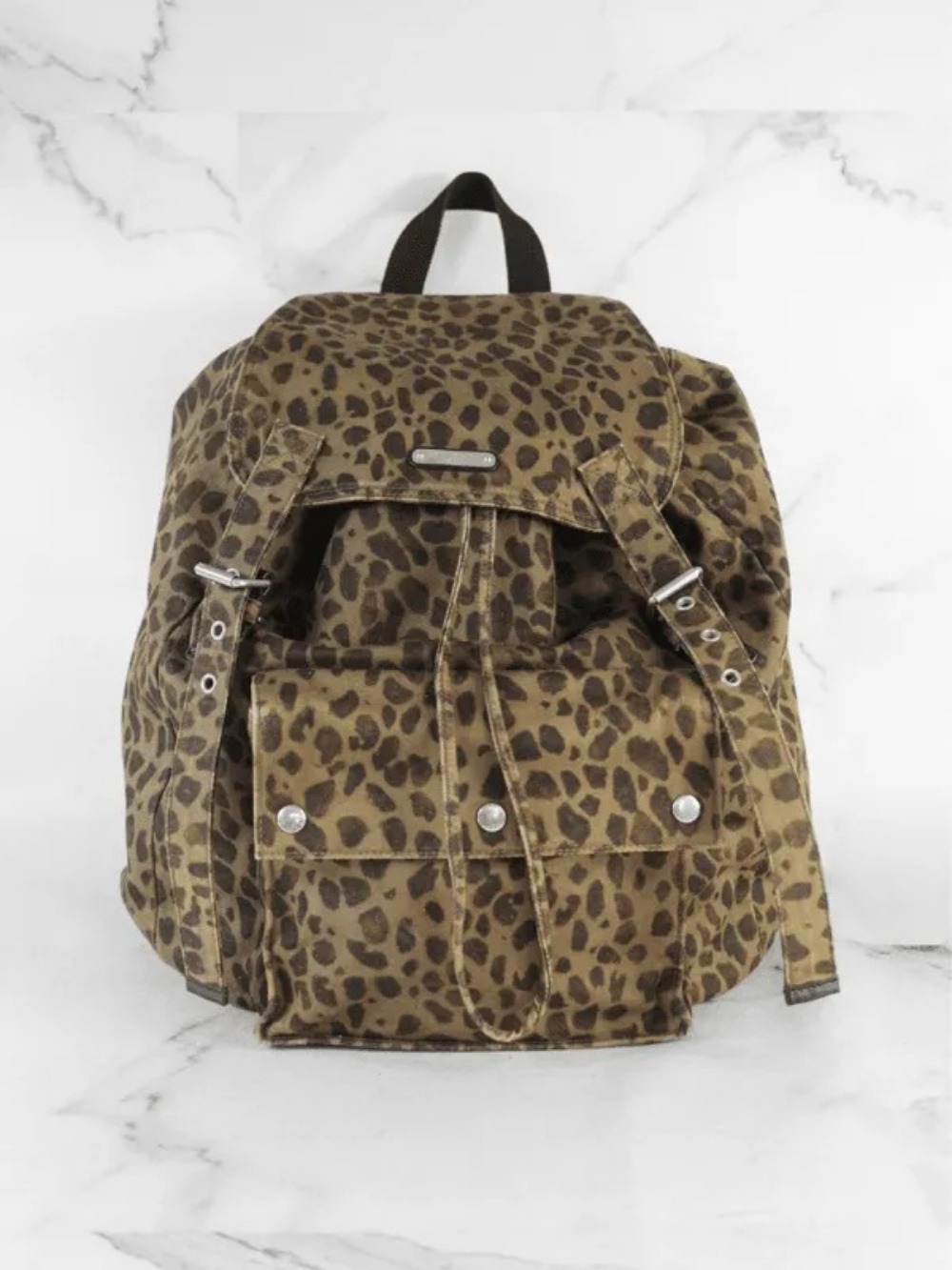 Mochila Yves Saint Laurent Leopard Marrom