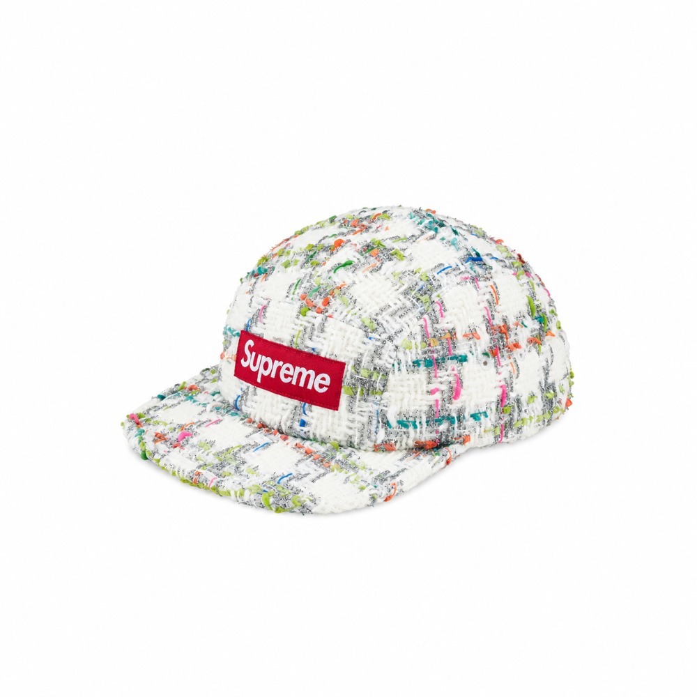 Boné Supreme Metallic Bouclé Camp Cap White FW26-W8