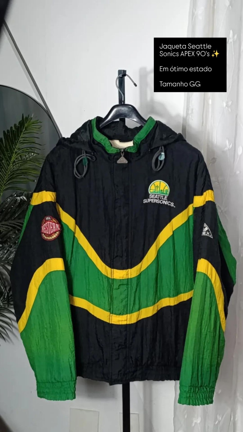 Jaqueta Apex One vintage Seattle Sonics 90's