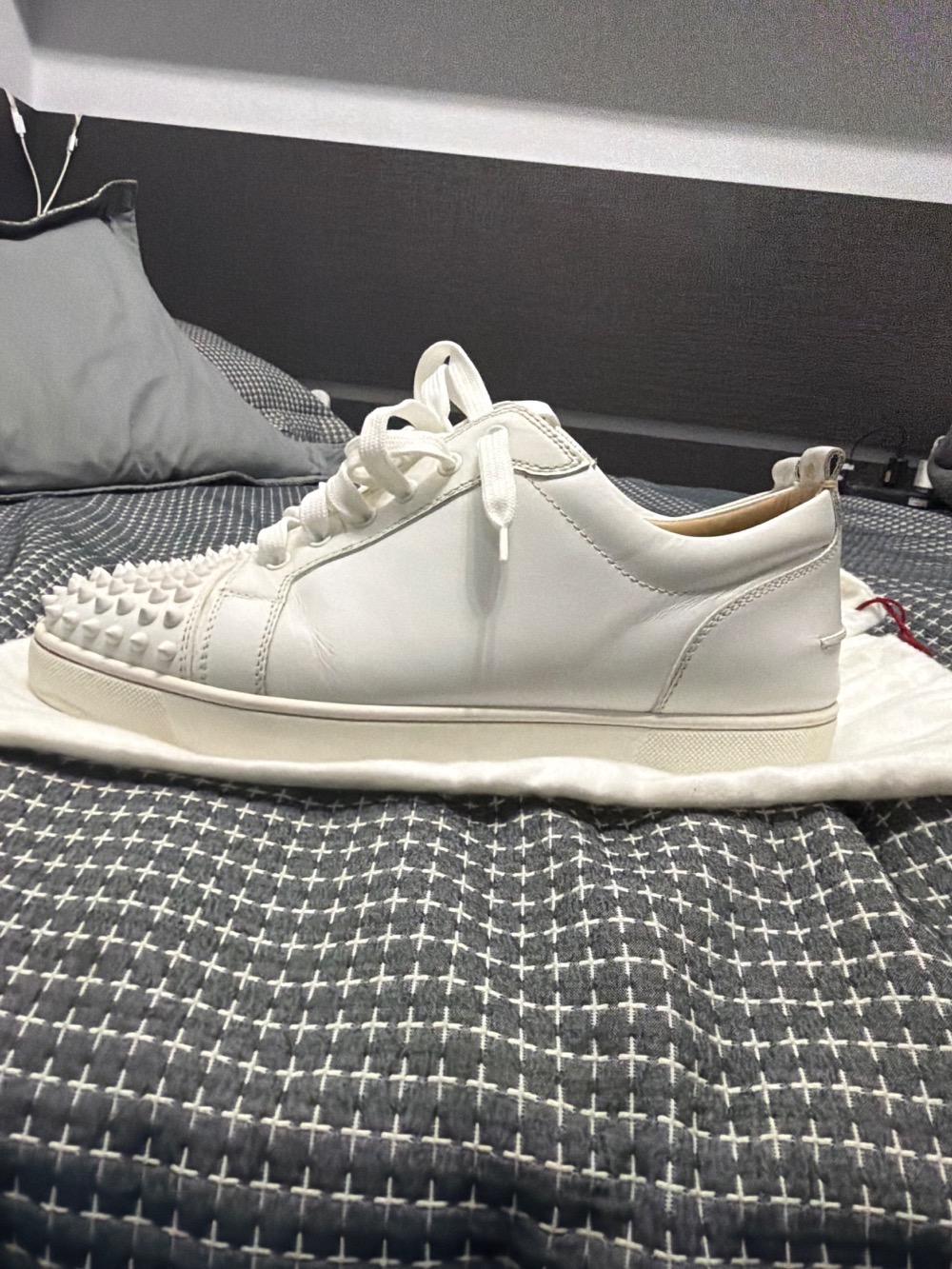 Christian Louboutin Louis Junior Spikes White