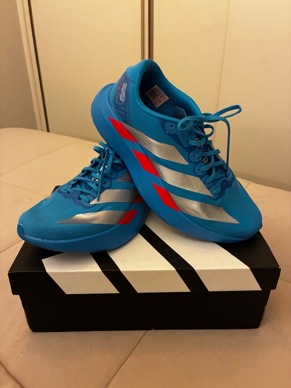 adidas Adizero EVO SL Solar Blue Silver Metallic Lucid Red