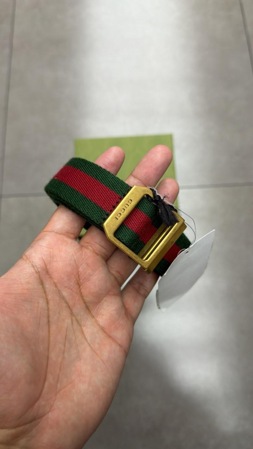 Cinto Gucci Striped Webbing Red Green