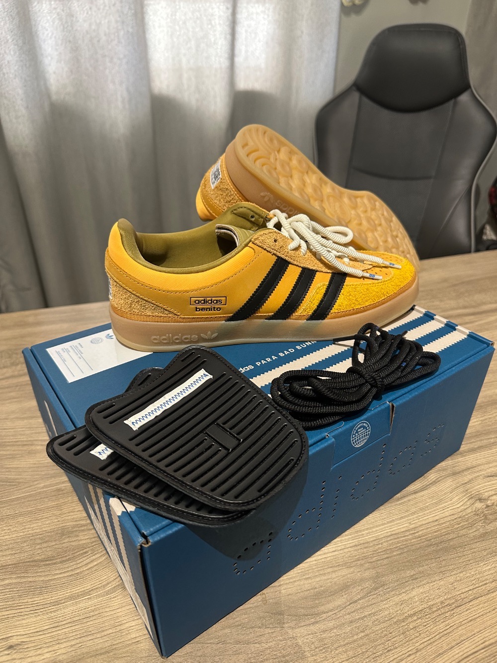 Bad Bunny x adidas Gazelle Indoor Solar Gold Core Black Gum
