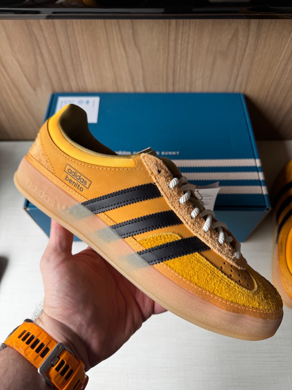 Bad Bunny x adidas Gazelle Indoor Solar Gold Core Black Gum